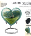 10 inch Heart Urn, father son fishing theme for a memorial burial
