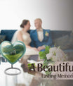 10 inch Heart Urn, father son fishing theme for a memorial burial