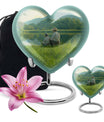 10 inch Heart Urn, father son fishing theme for a memorial burial