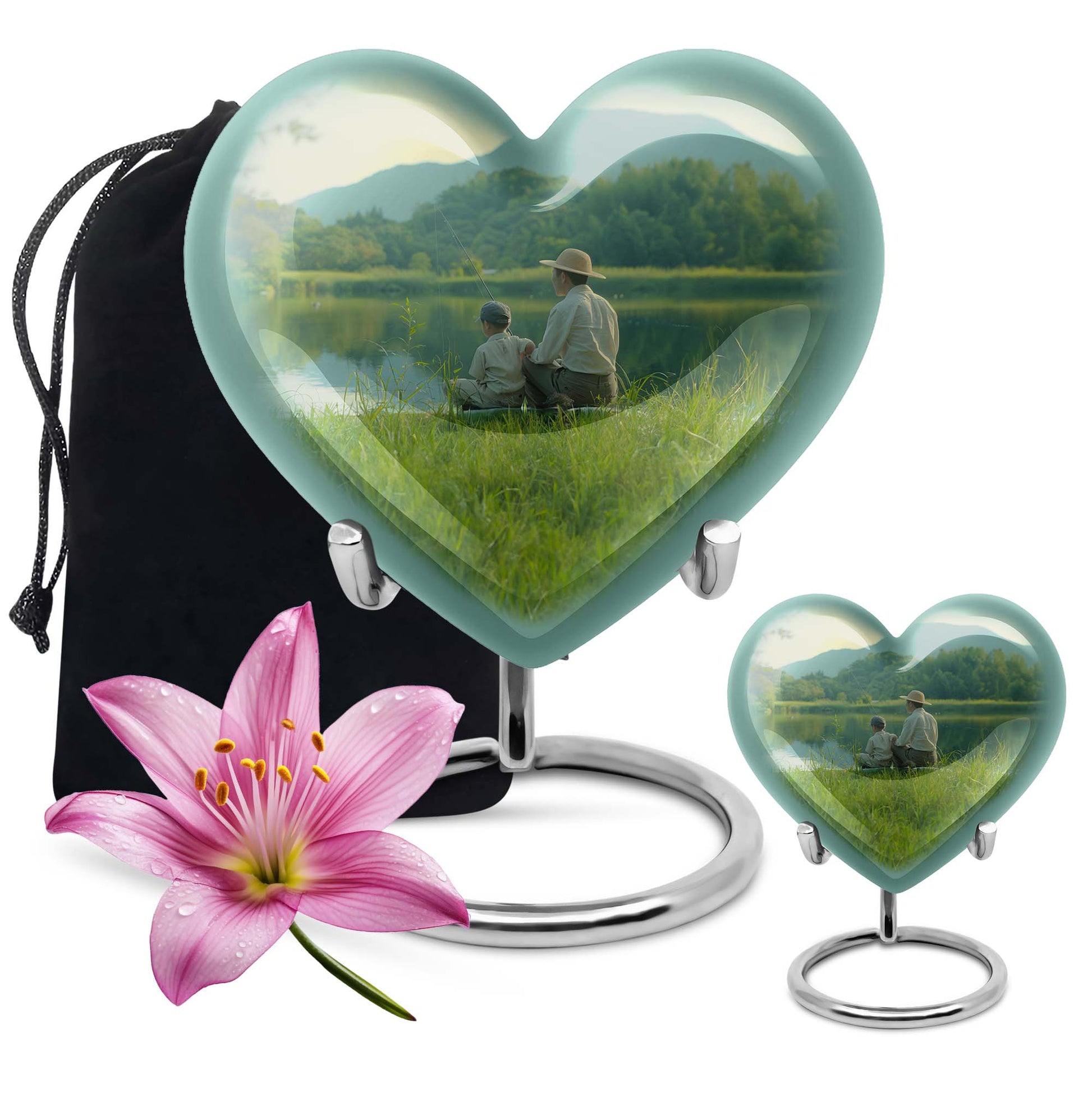 Father Son Fishing Memorial Urns - Beautiful Burial Urns For Ashes