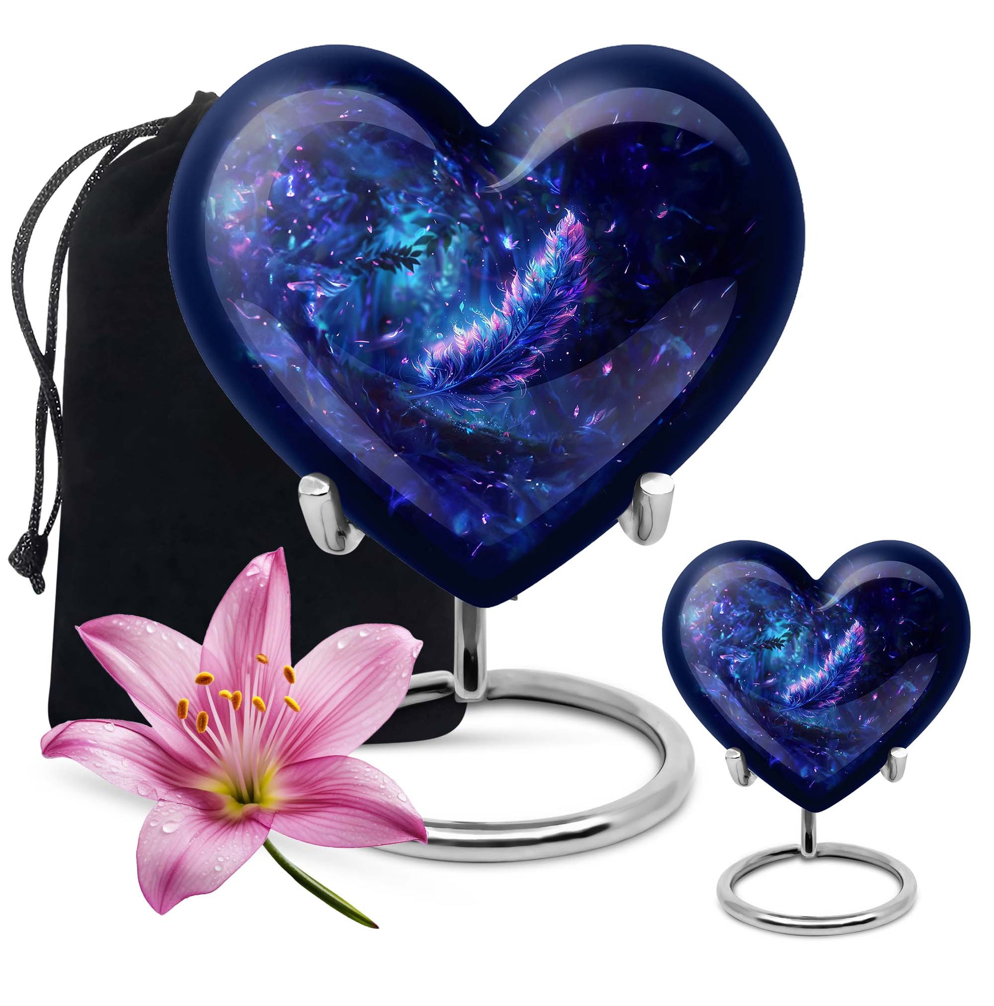 Feather Decorative Memorial Urns - Large Funeral Urn For Women