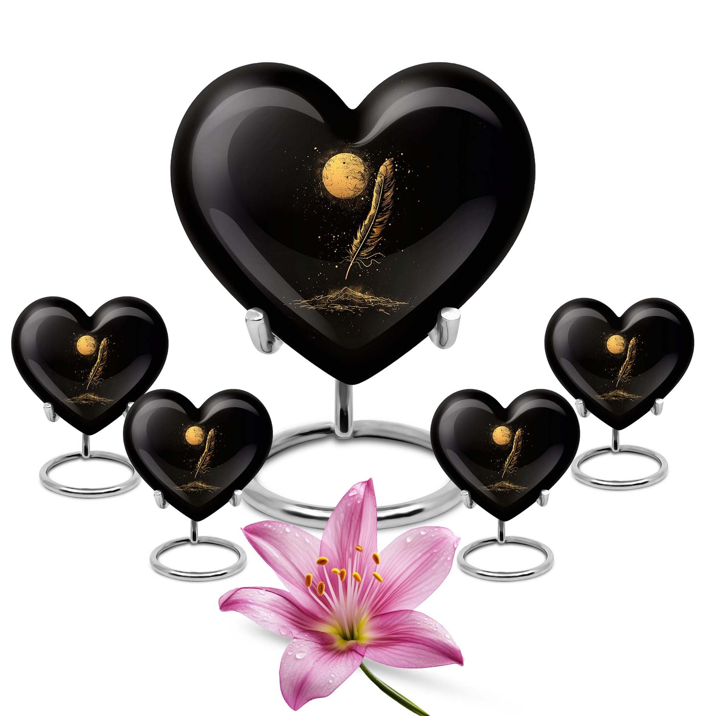 Black Personalized Galaxy Cremation Urn for Human Ashes - 10-inch, 200 cu in - Yatskia
