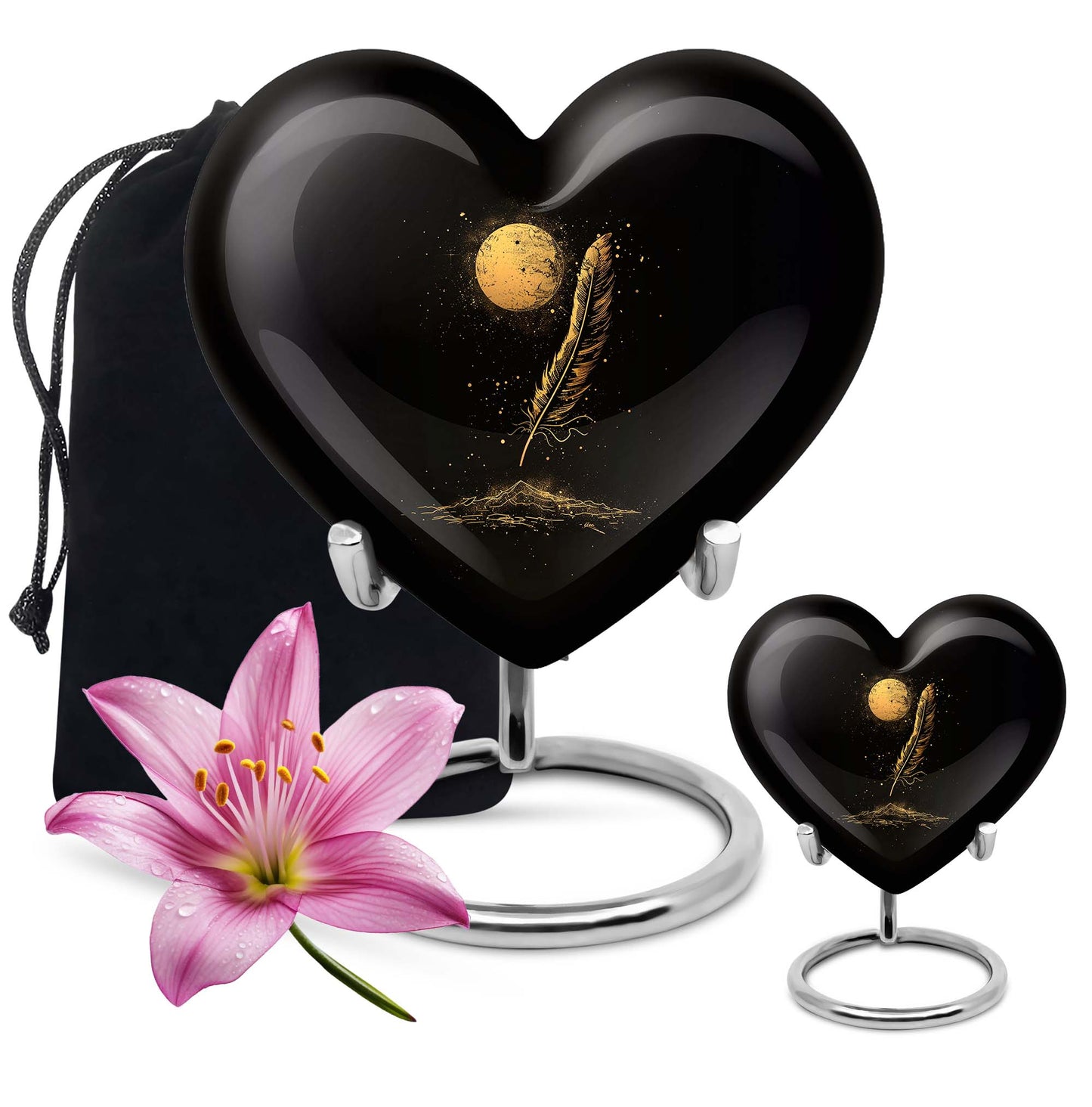 Black Personalized Galaxy Cremation Urn for Human Ashes - 10-inch, 200 cu in - Yatskia