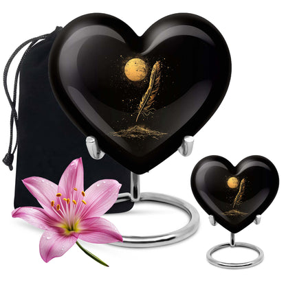 Black Personalized Galaxy Cremation Urn for Human Ashes - 10-inch, 200 cu in - Yatskia