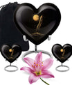 Black Moon Feather Decorative Urns - Cremation Urns For Human Ashes