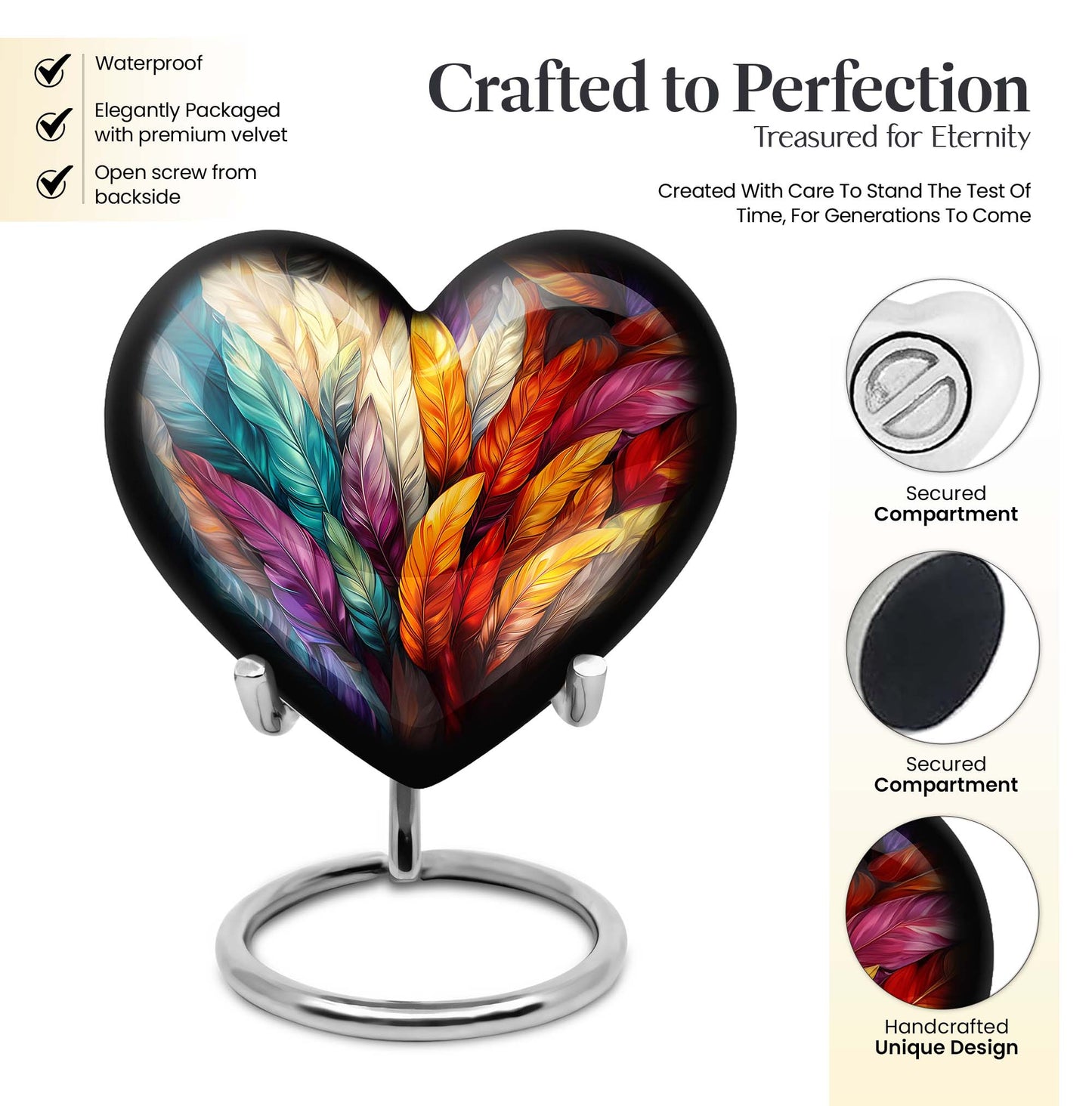 10-inch Heart Urn for human ashes 