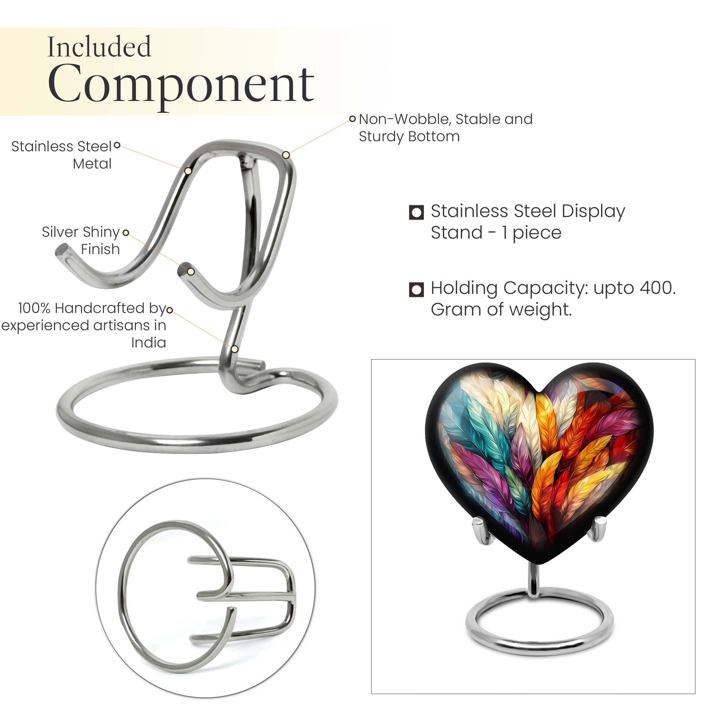 10-inch Heart Urn for human ashes 