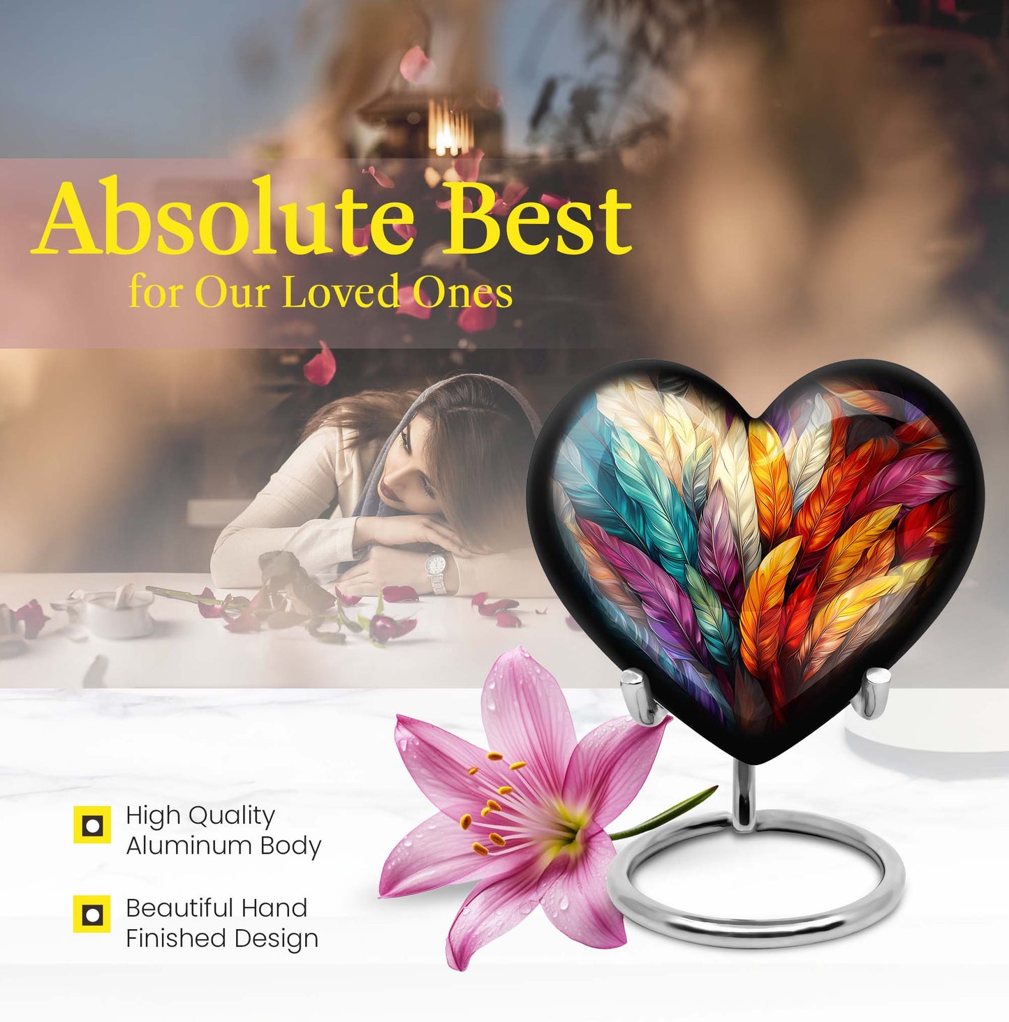 10-inch Heart Urn for human ashes 