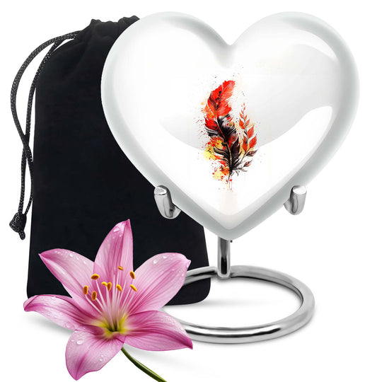 feather heart urn
