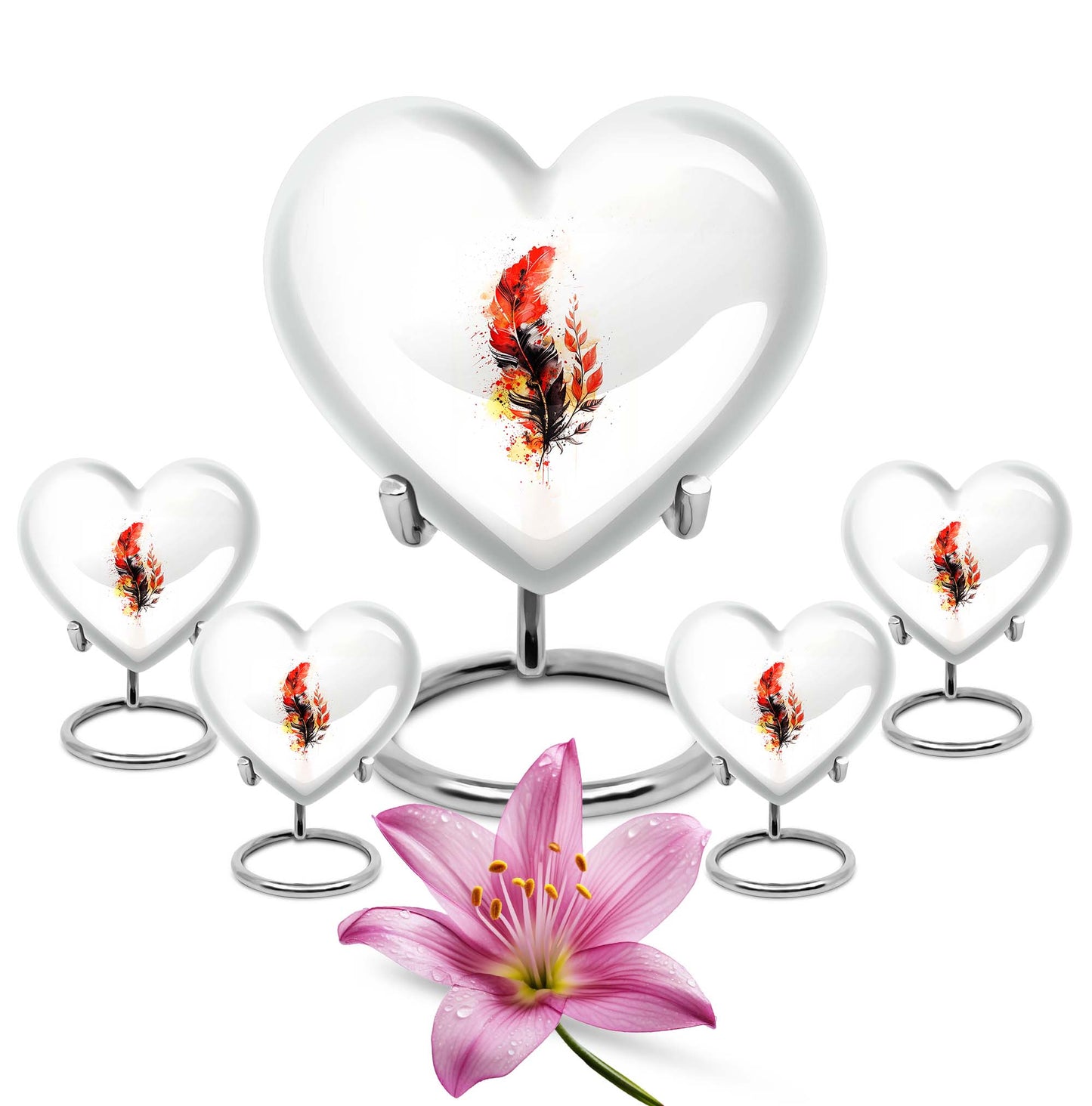 feather heart urn
