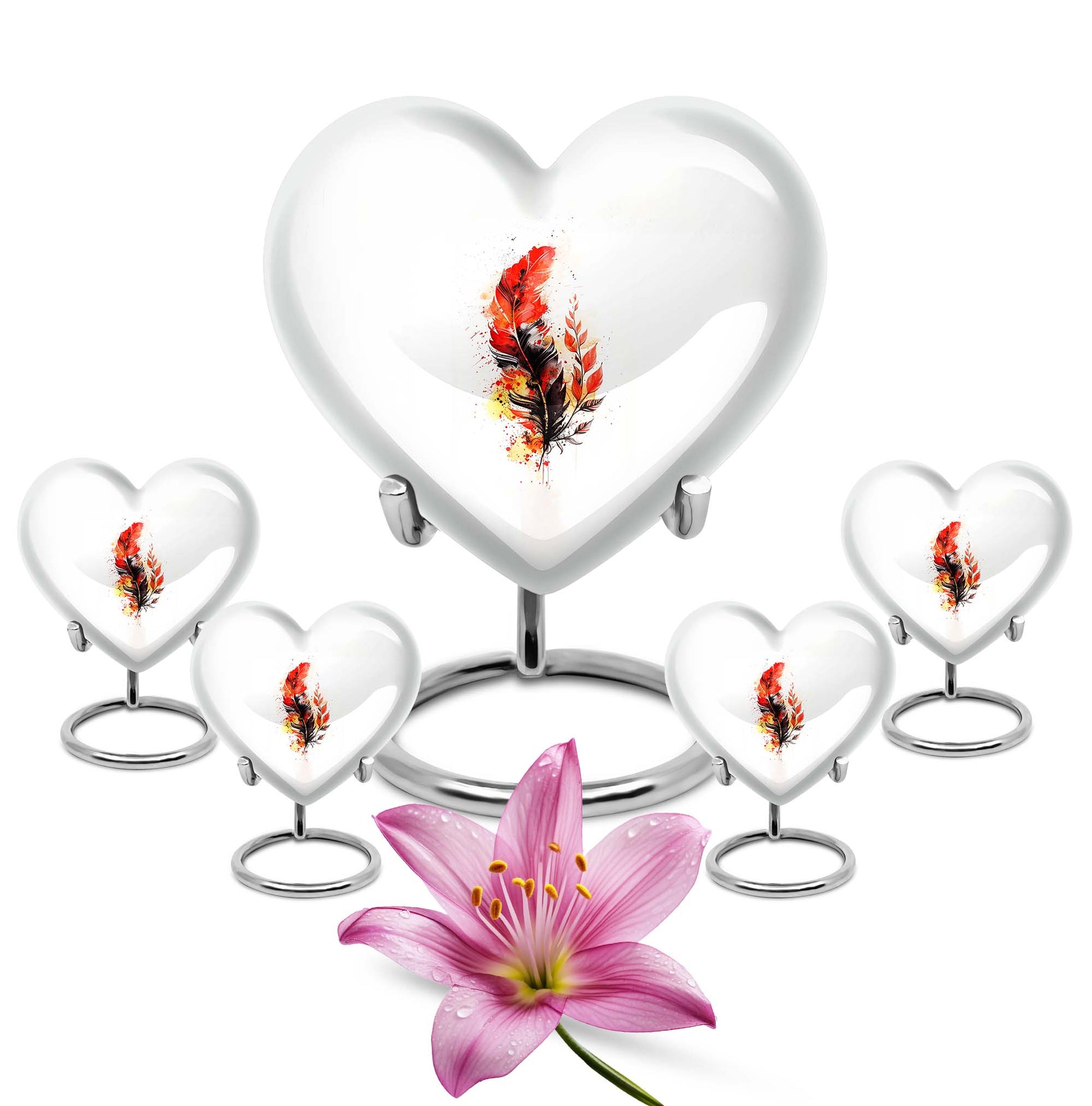 feather heart urn