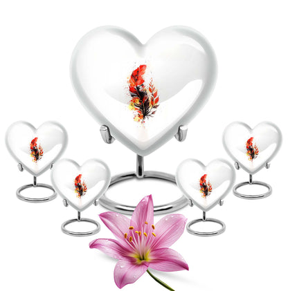 feather heart urn