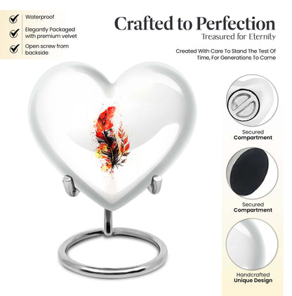 feather heart urn