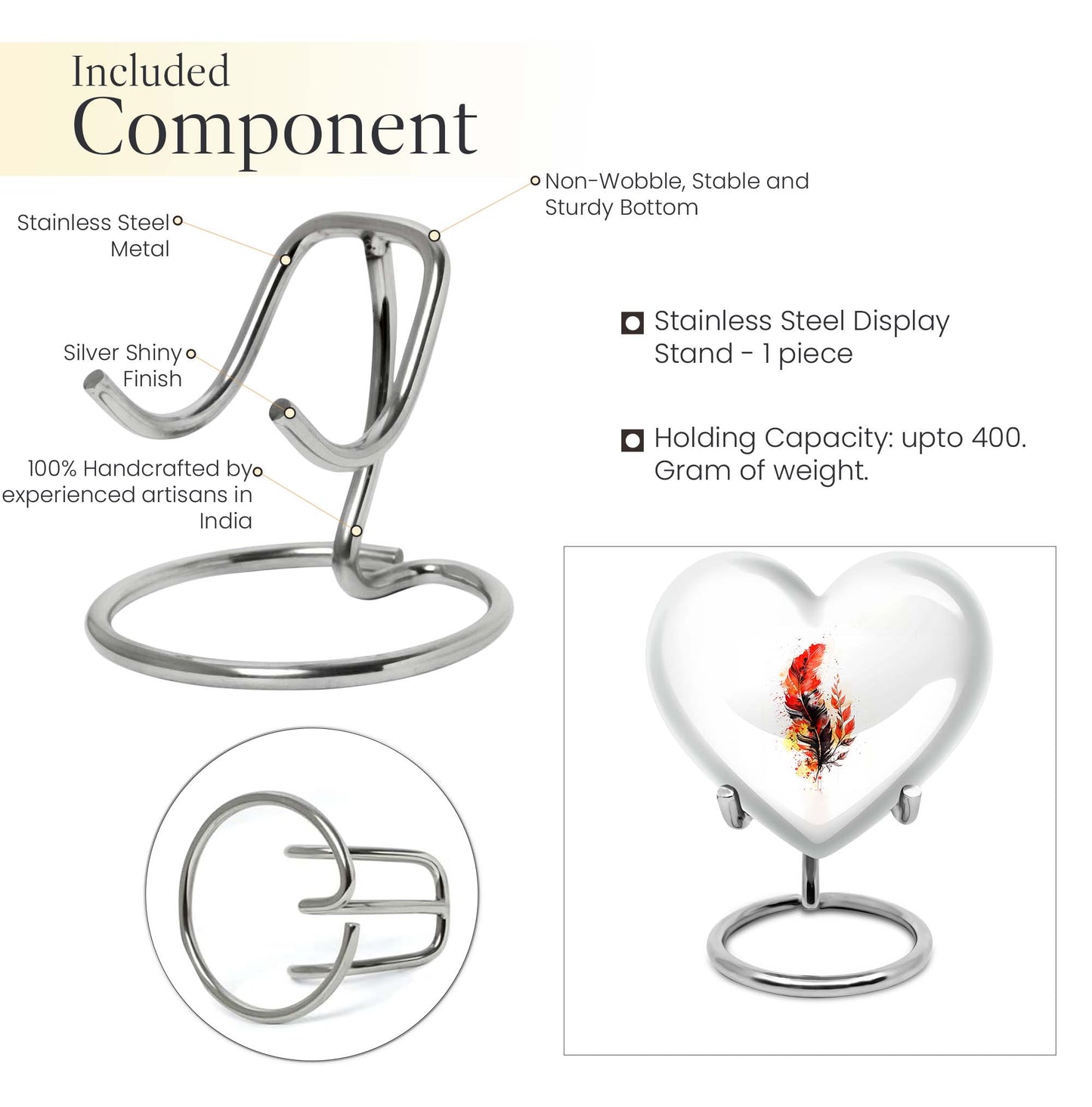 feather heart urn