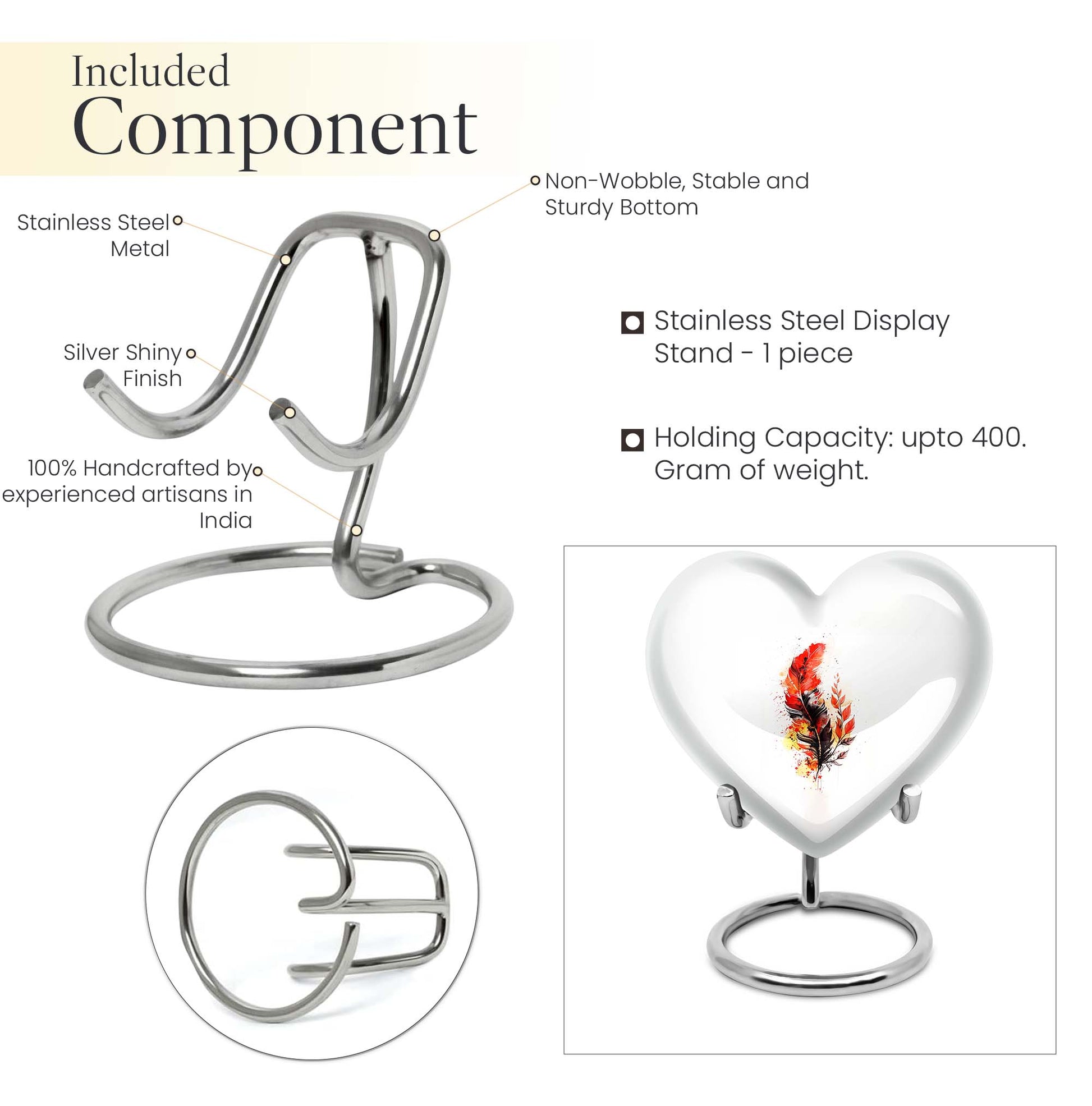 feather heart urn
