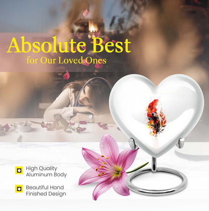 feather heart urn