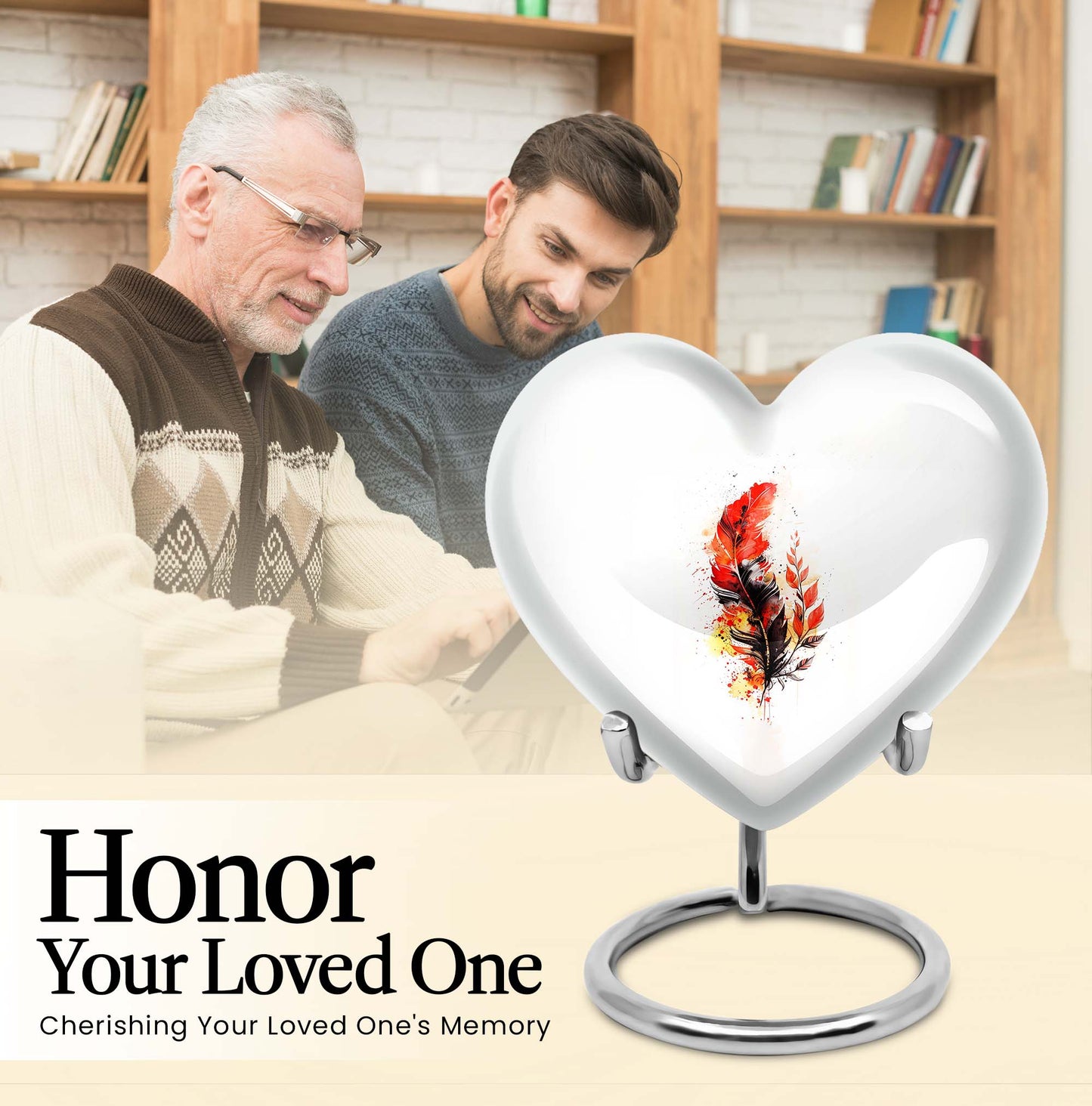 feather heart urn