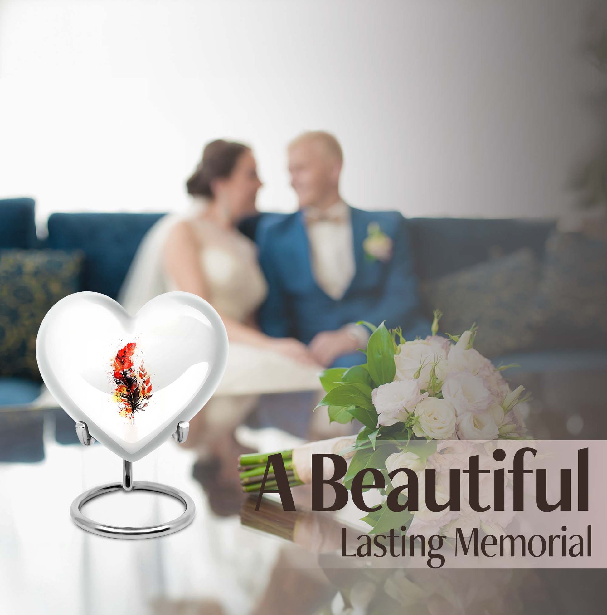 feather heart urn