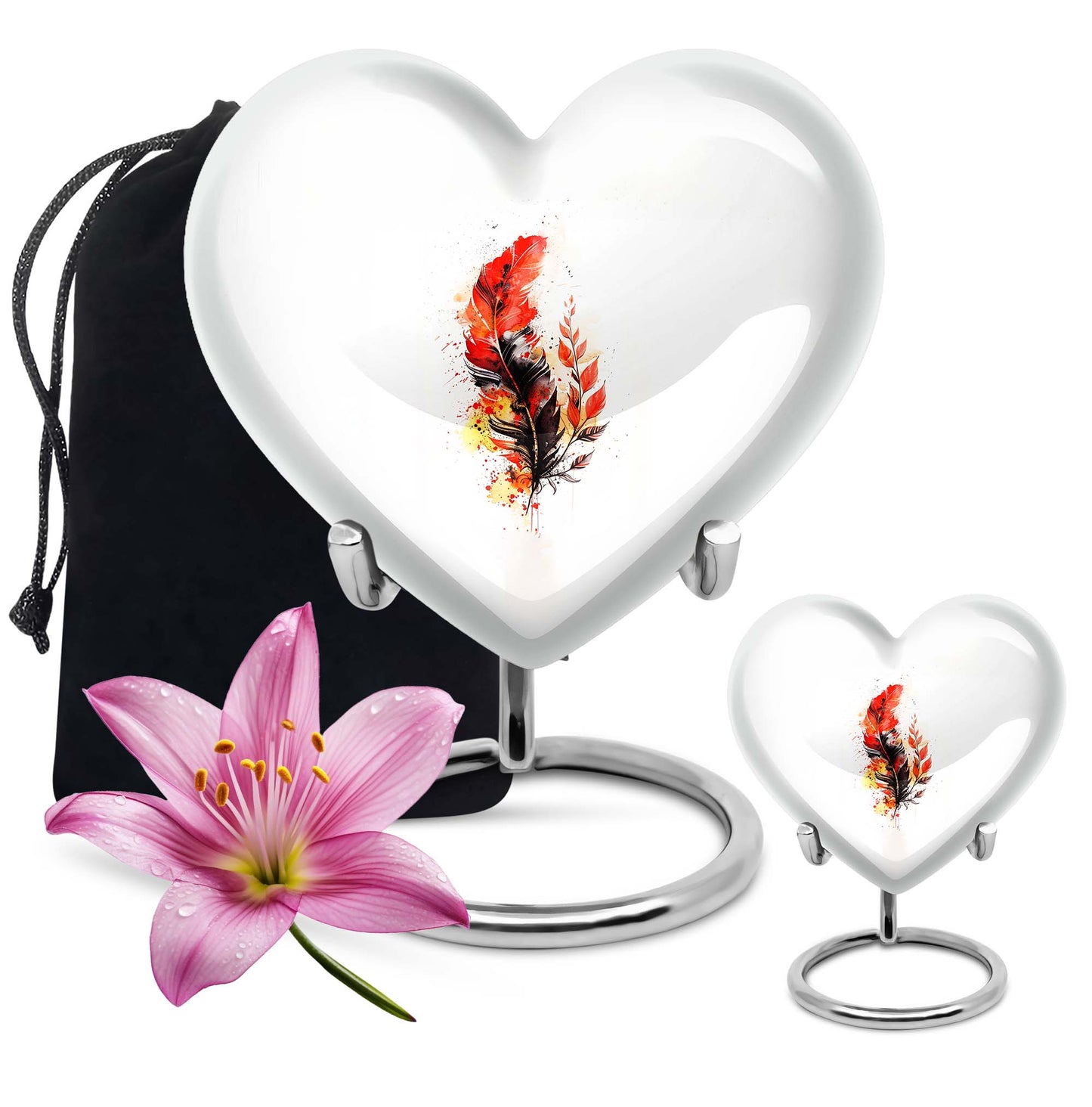 feather heart urn