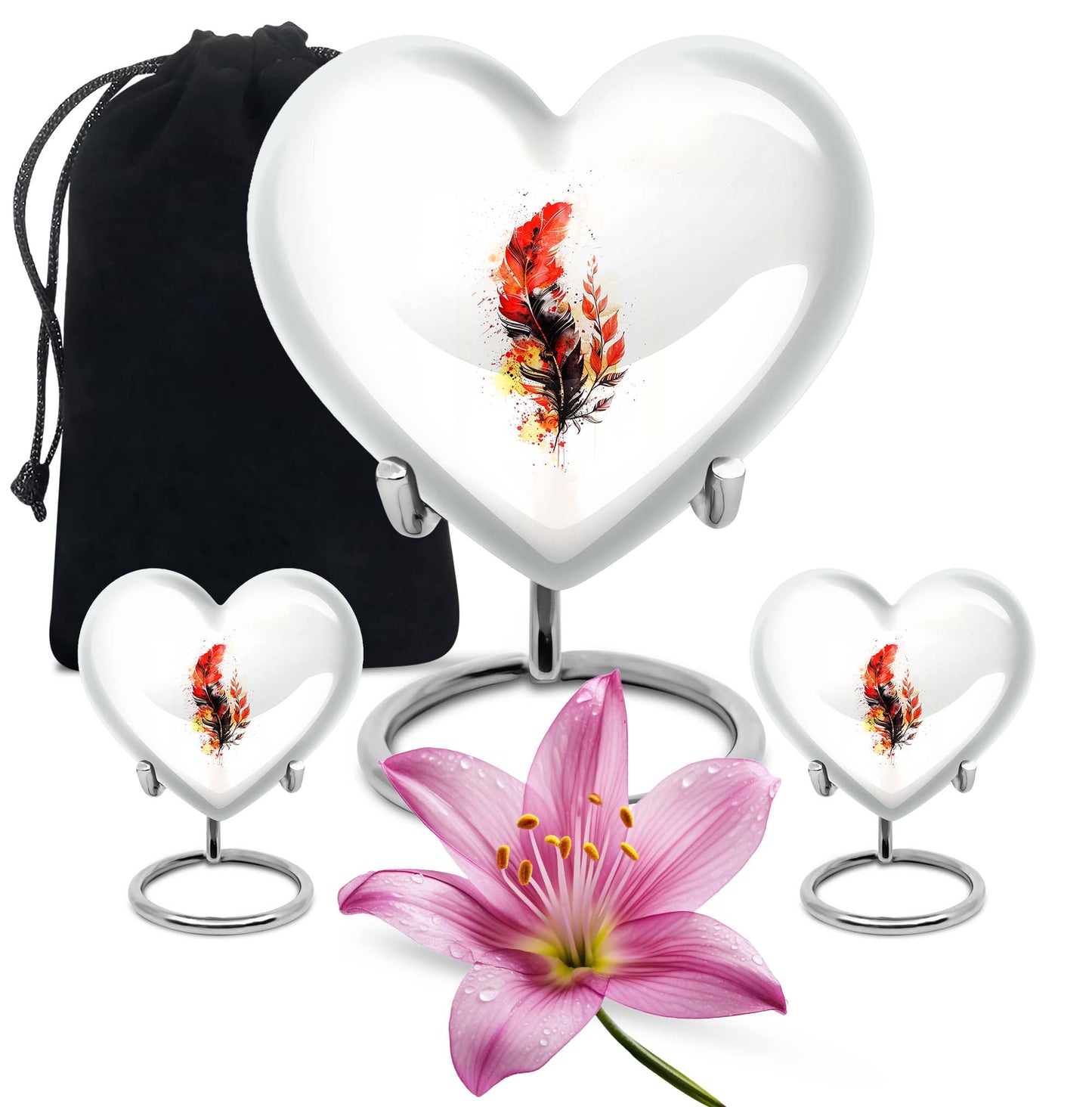 feather heart urn