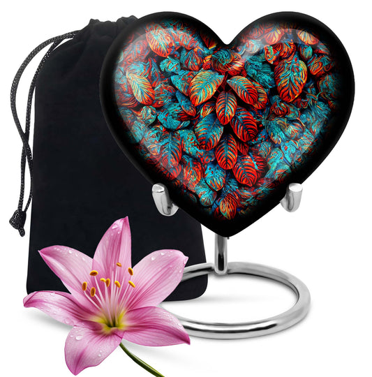 heart shaped feather urn