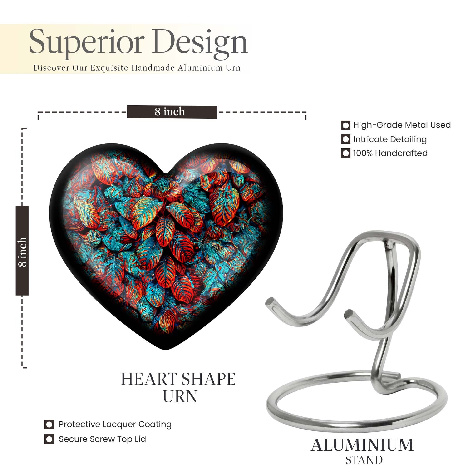 heart shaped feather urn