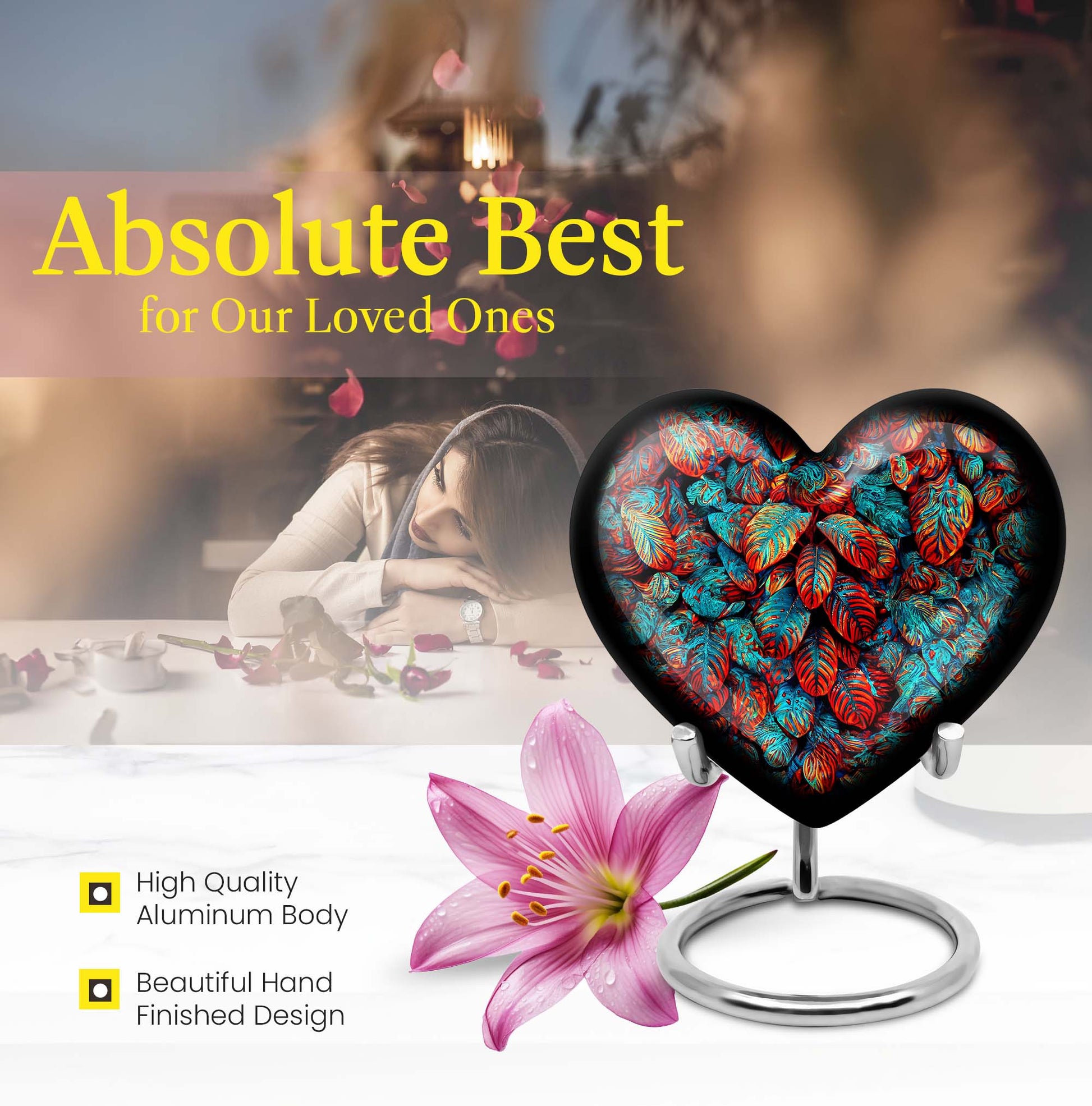 heart shaped feather urn