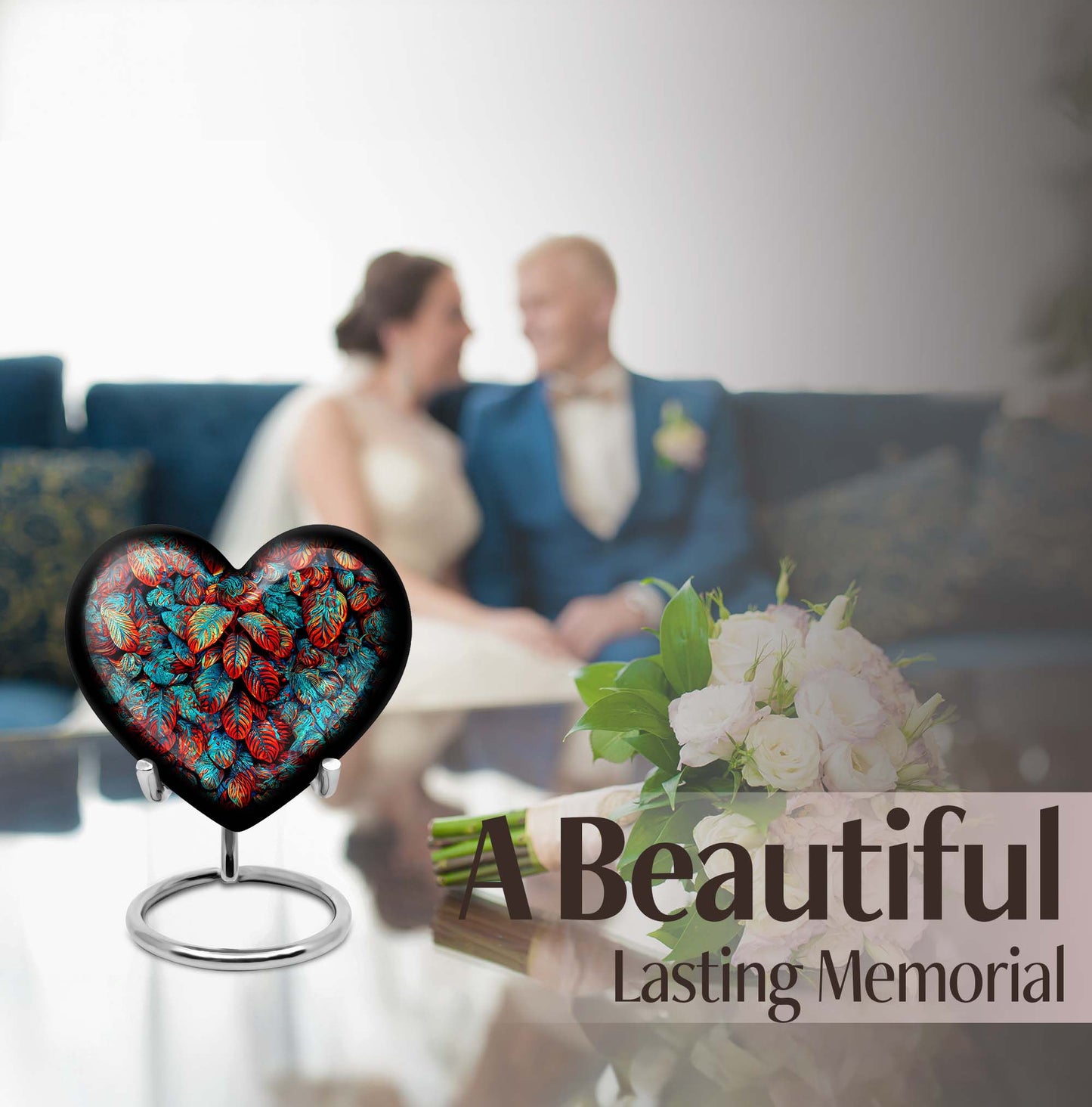 heart shaped feather urn
