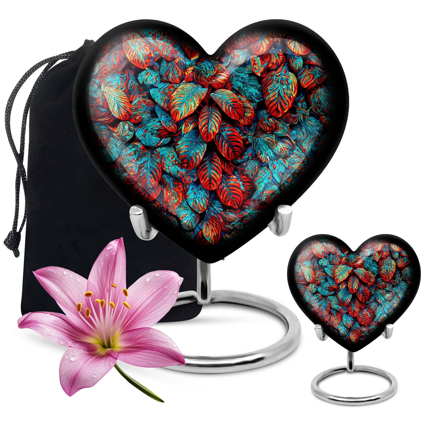 heart shaped feather urn