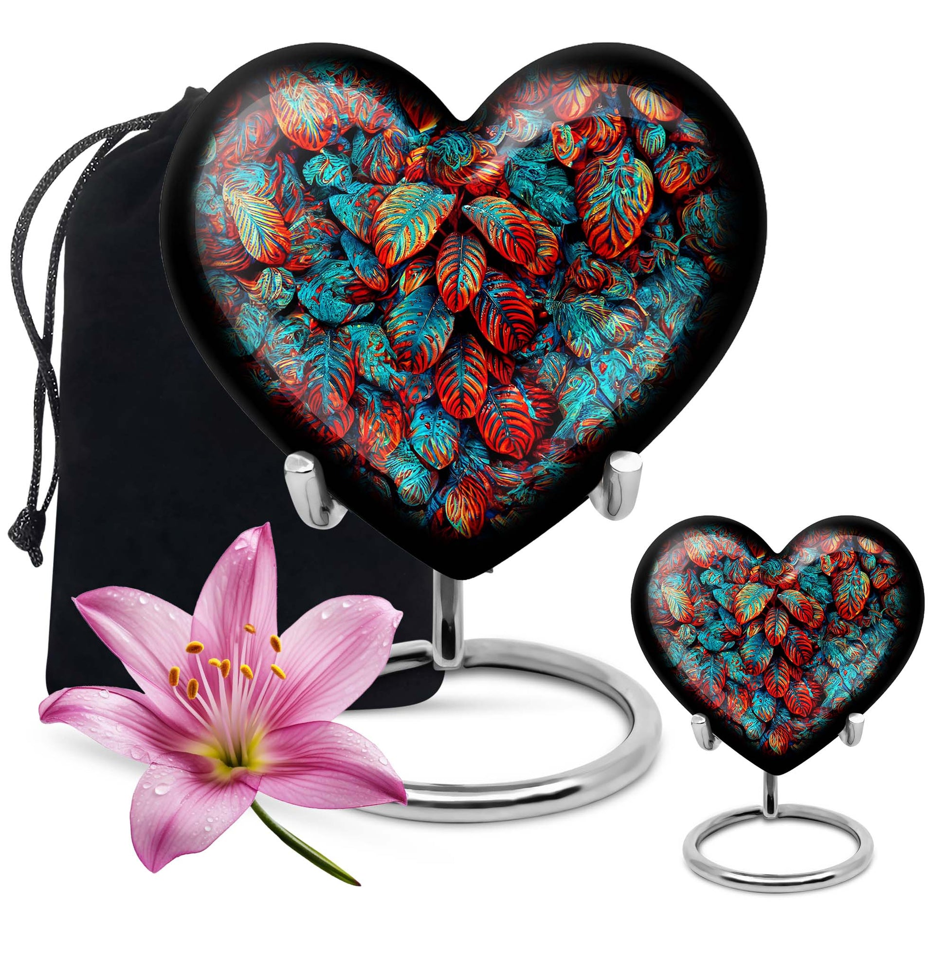 heart shaped feather urn