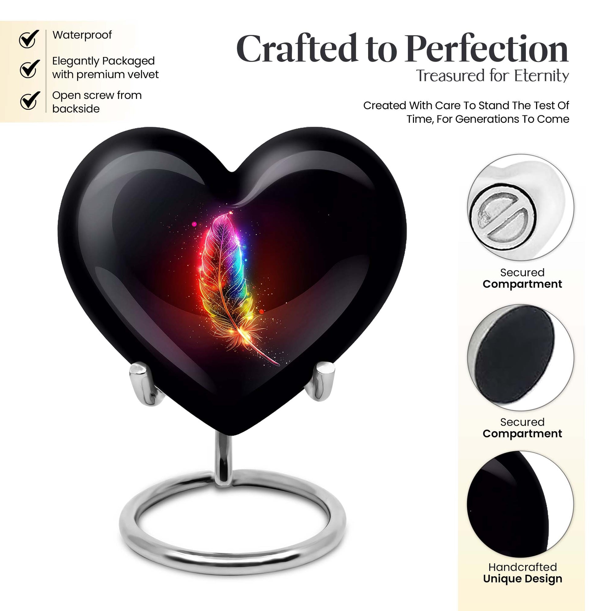 heart feather urn for ashes