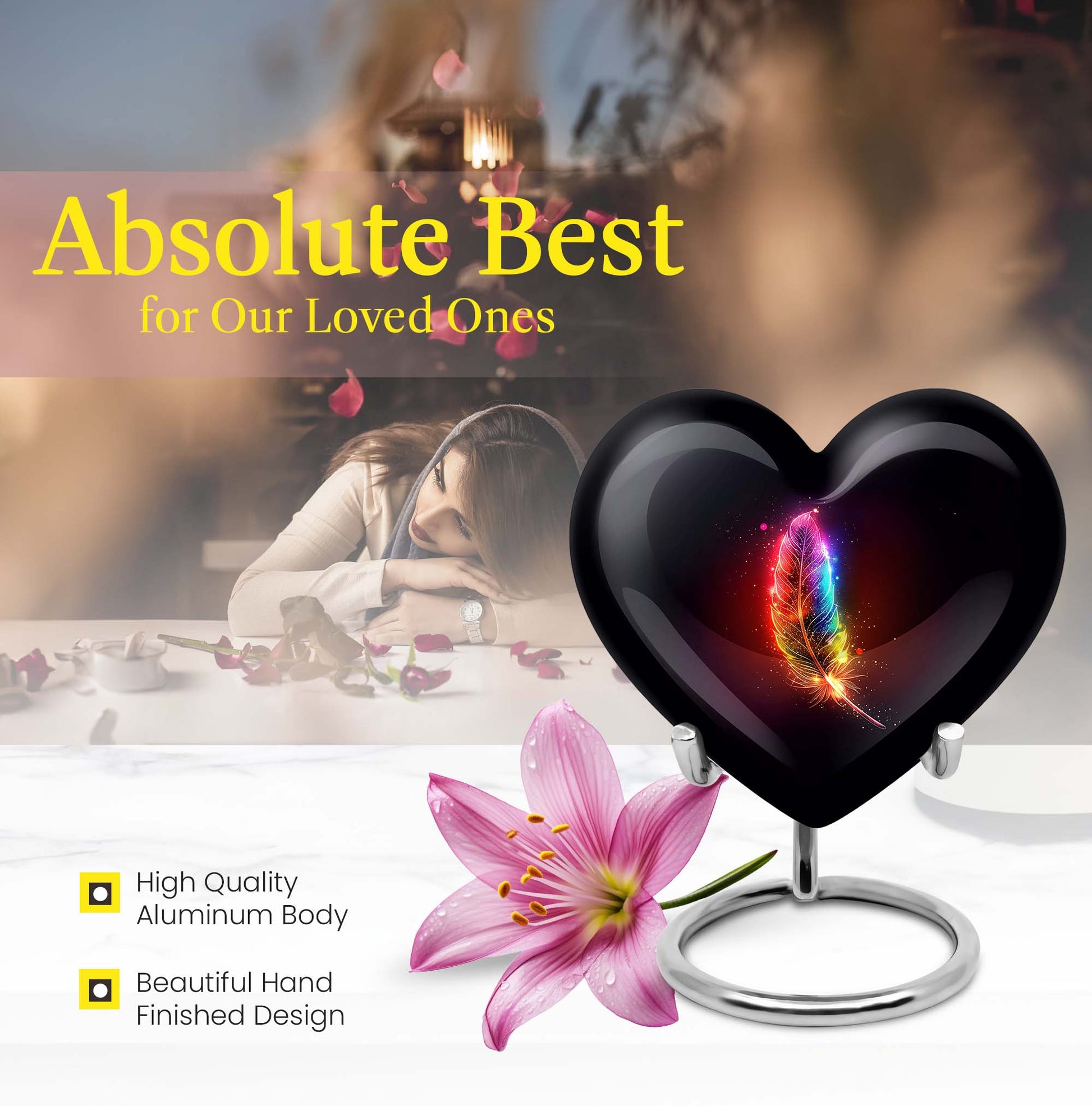 heart feather urn for ashes