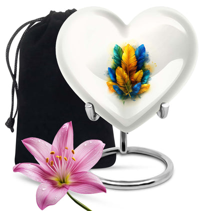Heart-shaped feather urn for ground burial, 