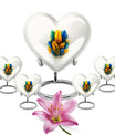 Heart-shaped feather urn for ground burial, 