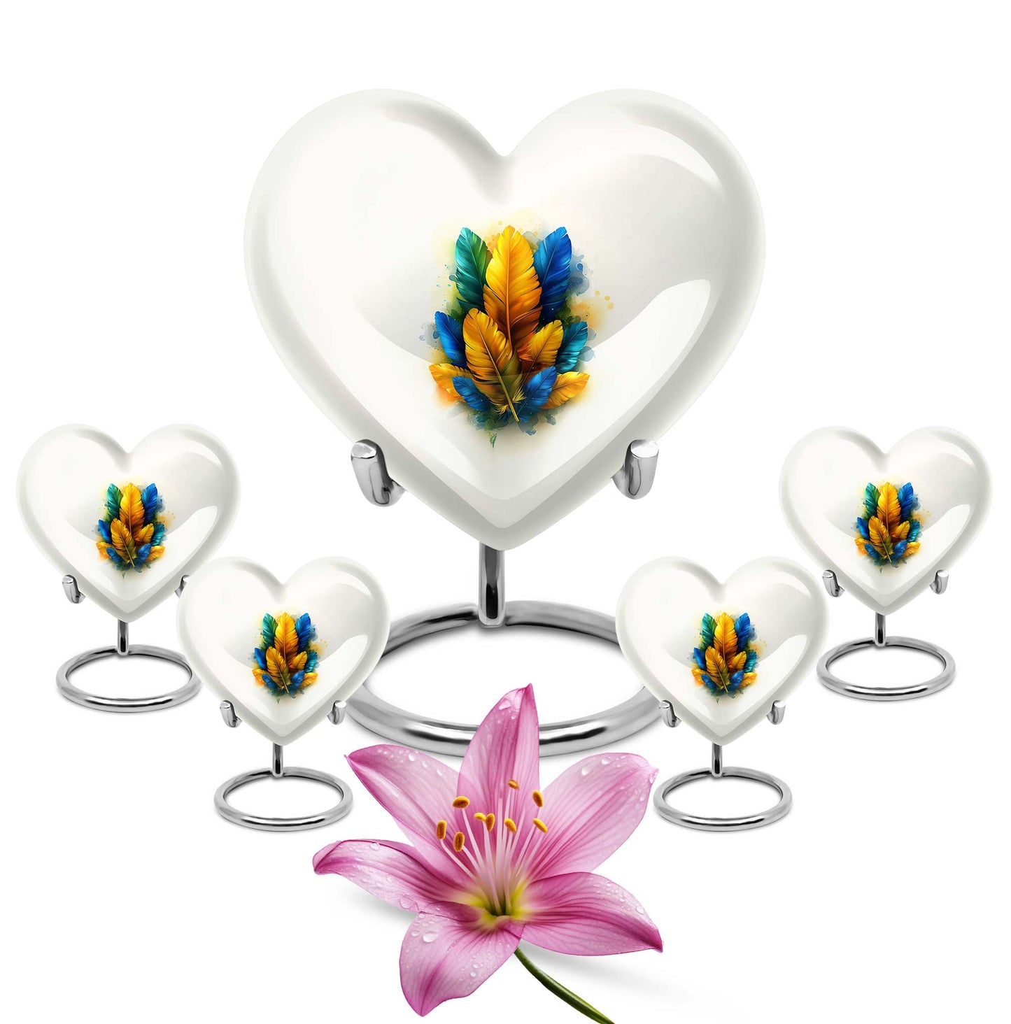 Heart-shaped feather urn for ground burial, 