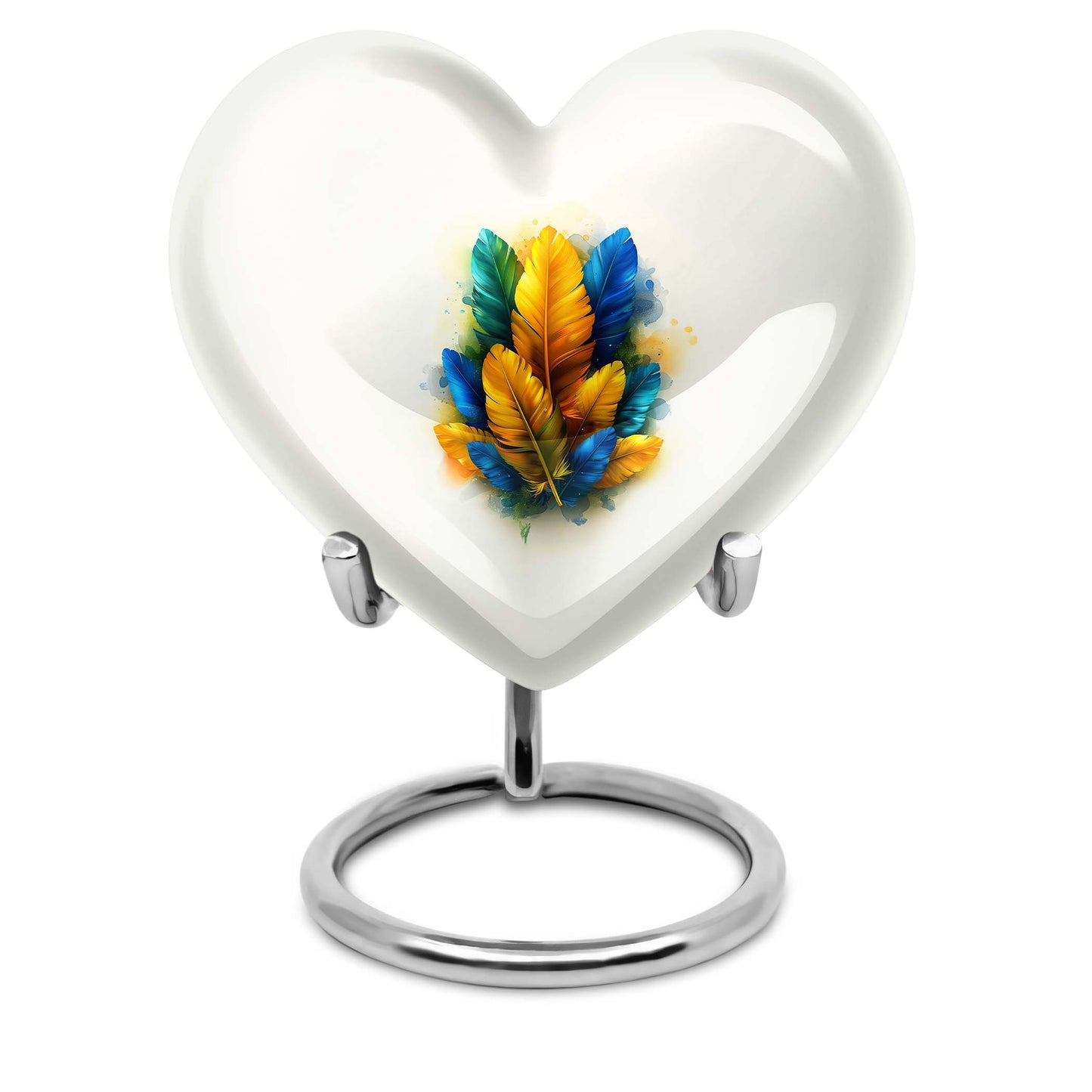Heart-shaped feather urn for ground burial, 