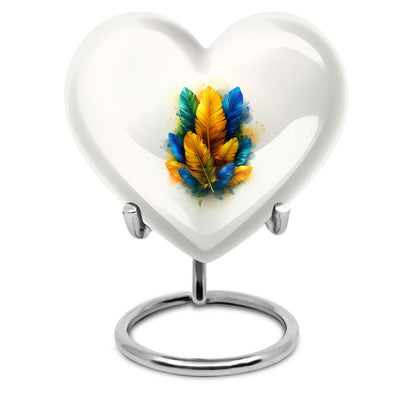 Heart-shaped feather urn for ground burial, 
