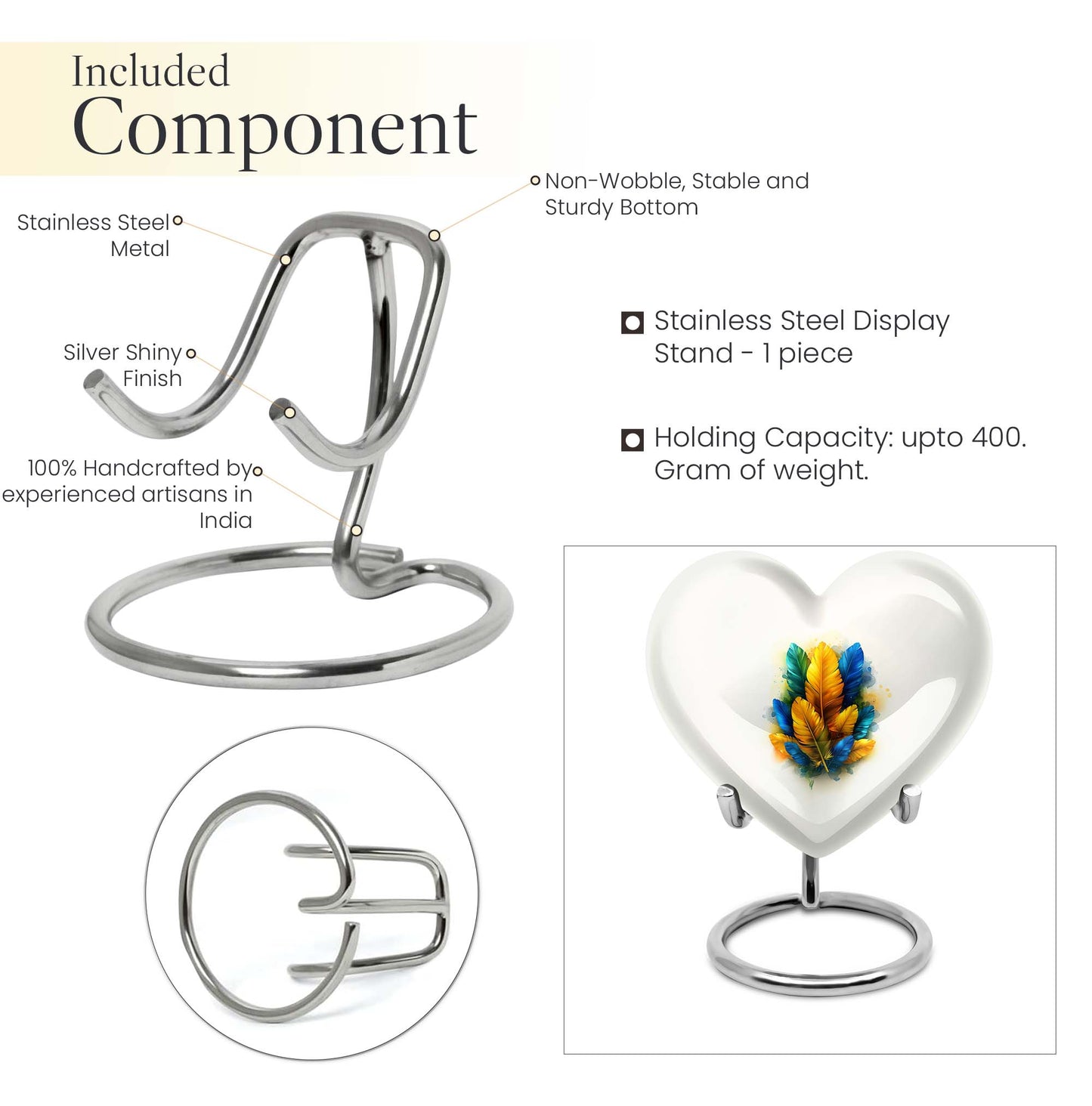 Heart-shaped feather urn for ground burial, 