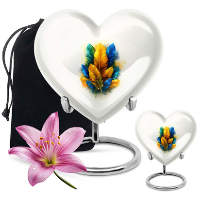 Heart-shaped feather urn for ground burial, 