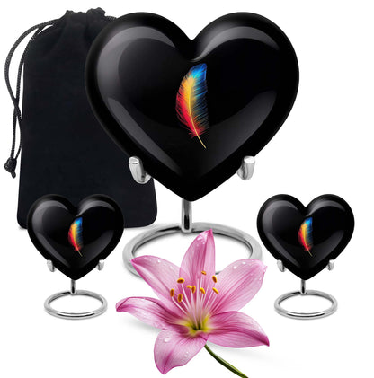 heart urn in purple meadow theme for cremation