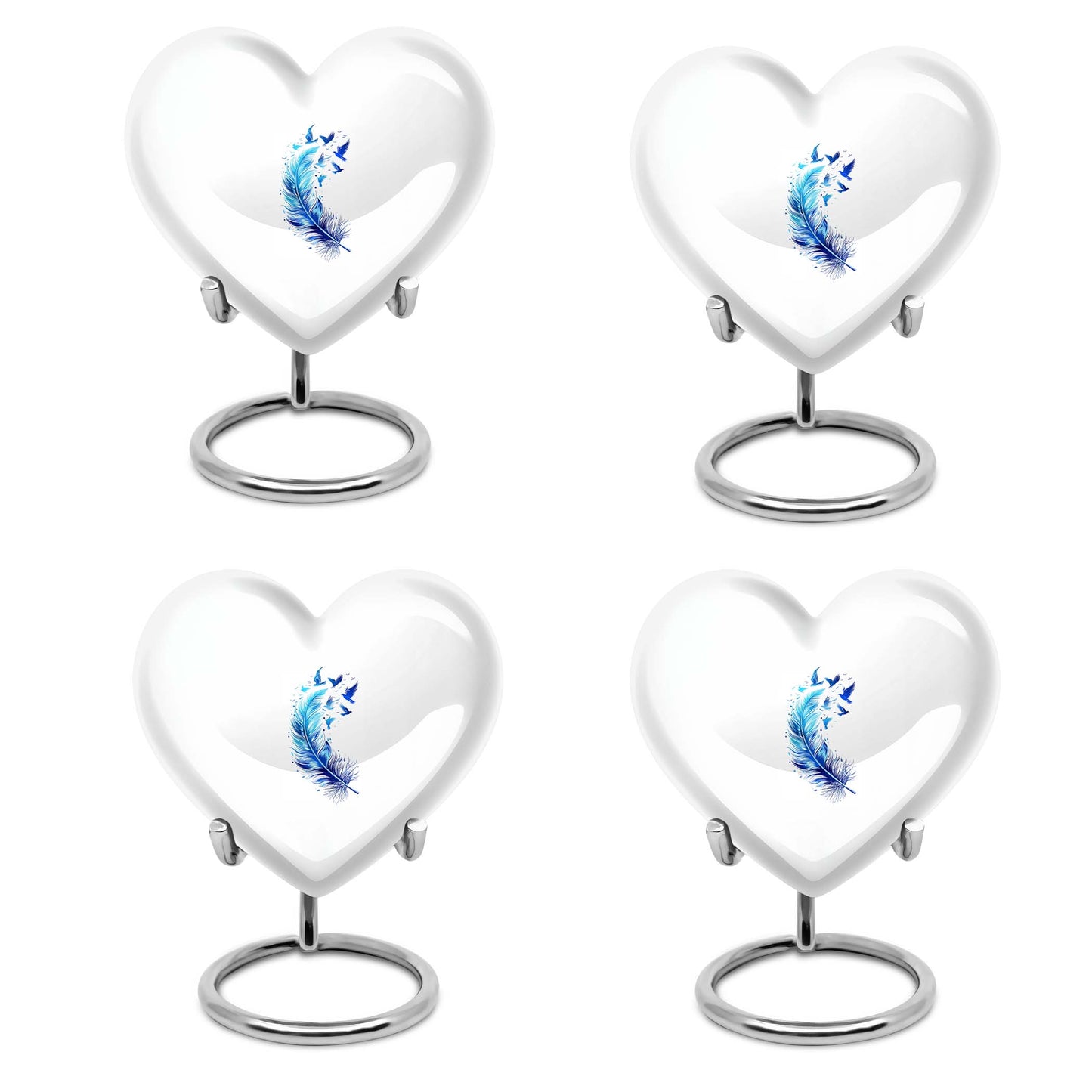 Blue Personalized Feather Cremation Urn for Women - 10-inch, 200 cu in - Yatskia