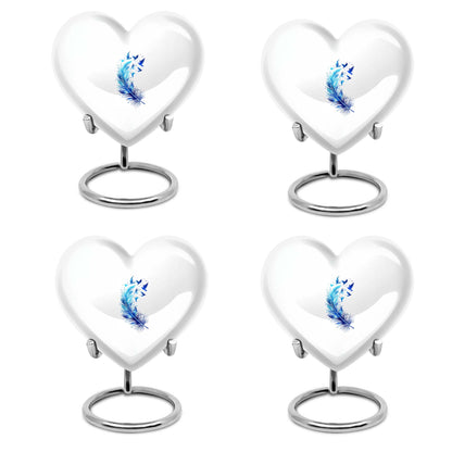 Blue Personalized Feather Cremation Urn for Women - 10-inch, 200 cu in - Yatskia