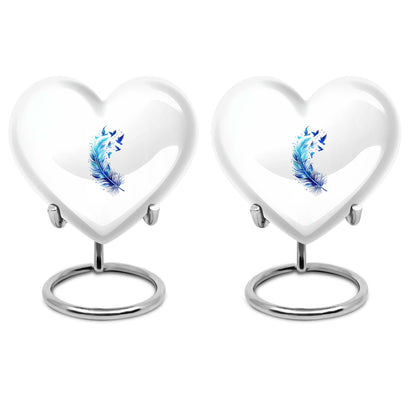 Blue Personalized Feather Cremation Urn for Women - 10-inch, 200 cu in - Yatskia
