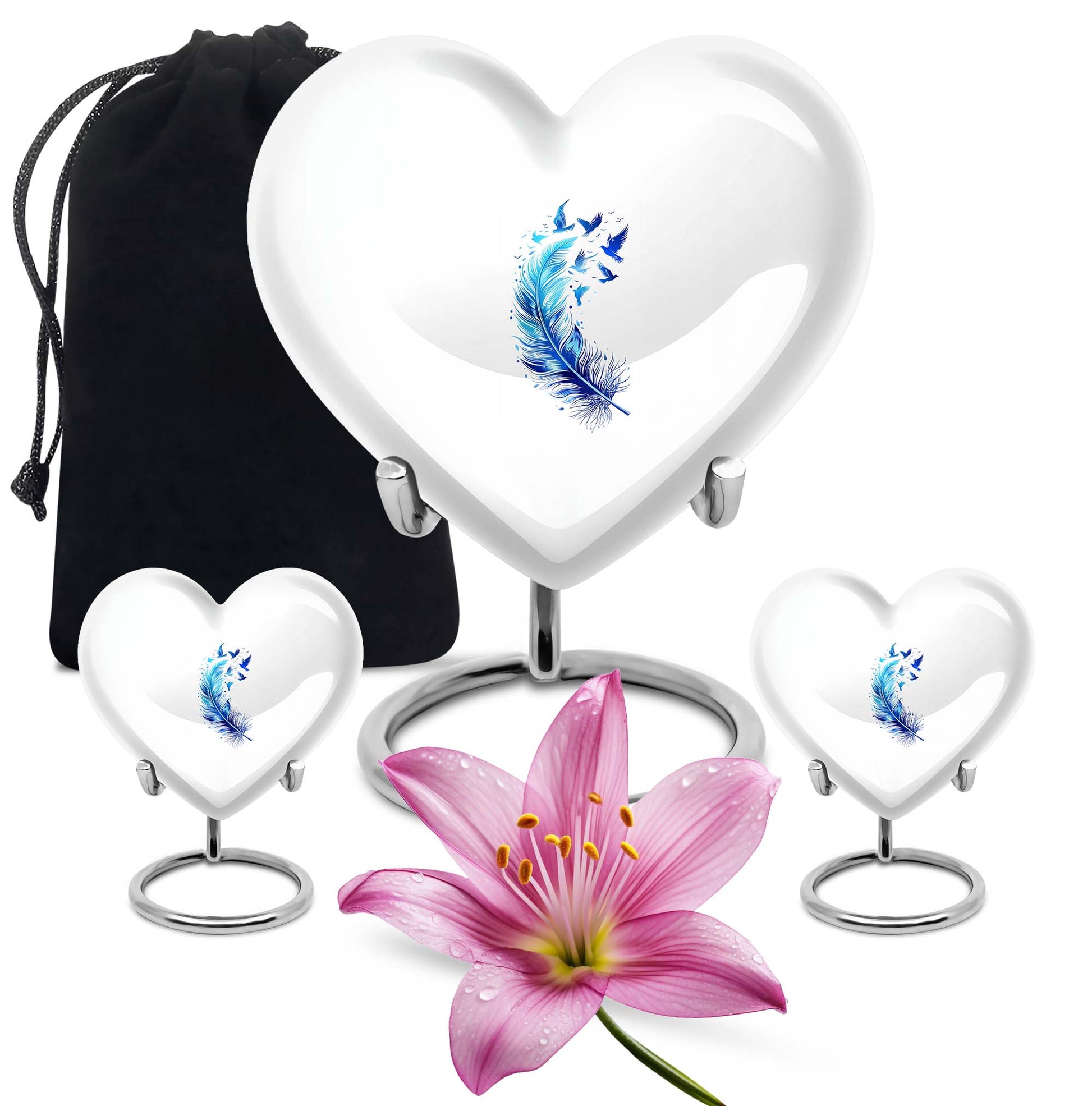 Feather Blue Flying Bird Cremation Urns - Memorial Urn For Women Ashes