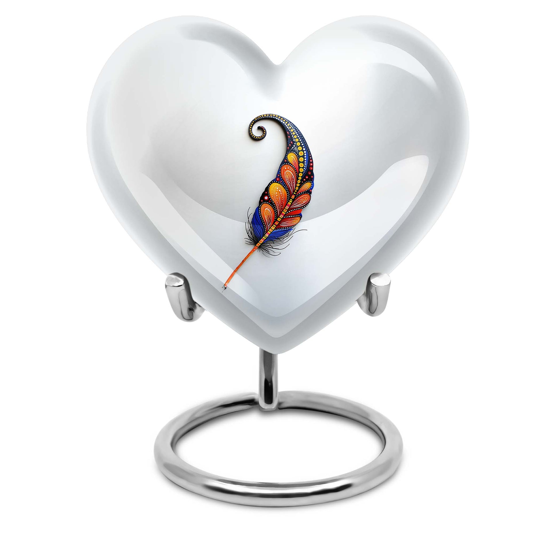 White Feather Urn For Human Ashes - Urn For Female