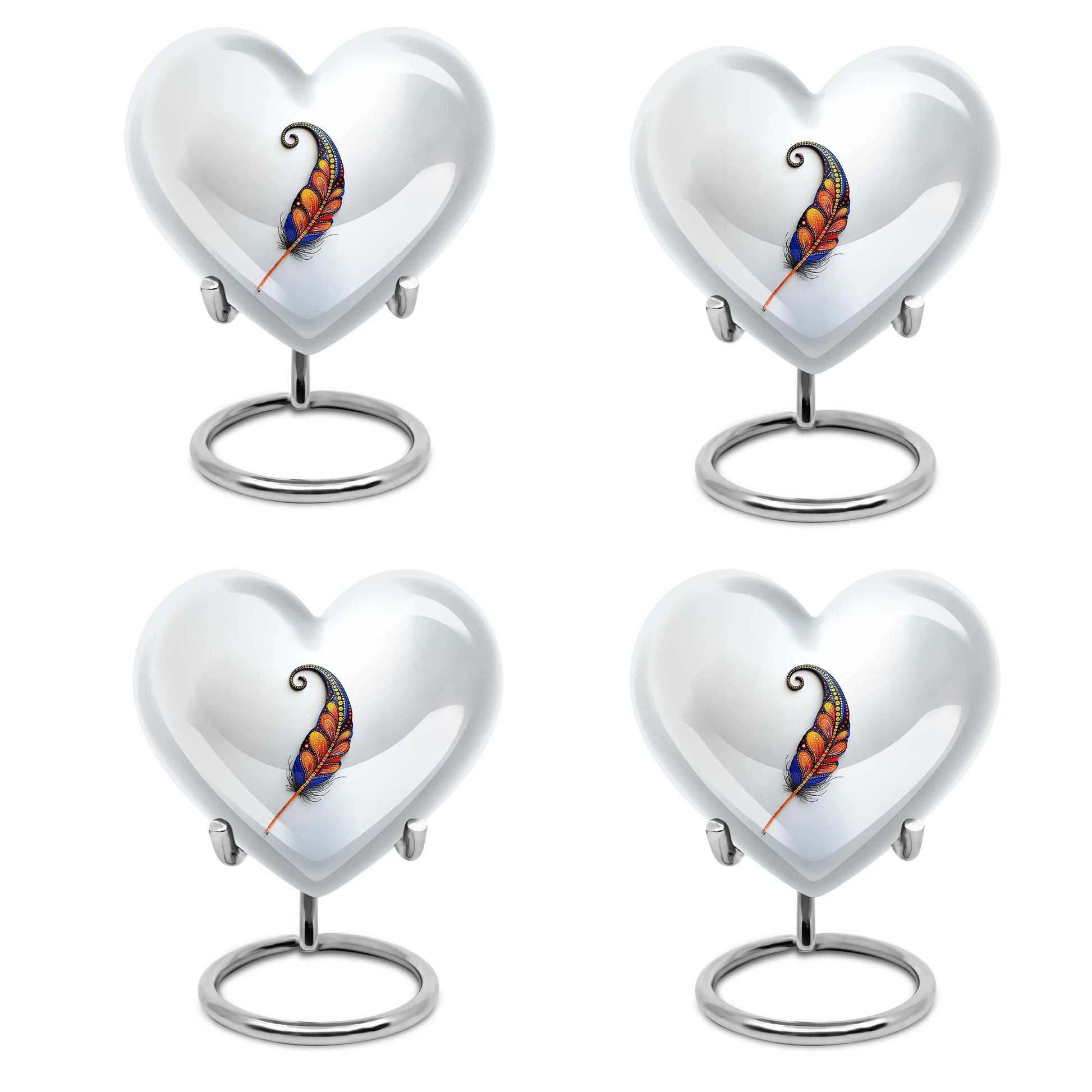 White Feather Urn For Human Ashes - Urn For Female