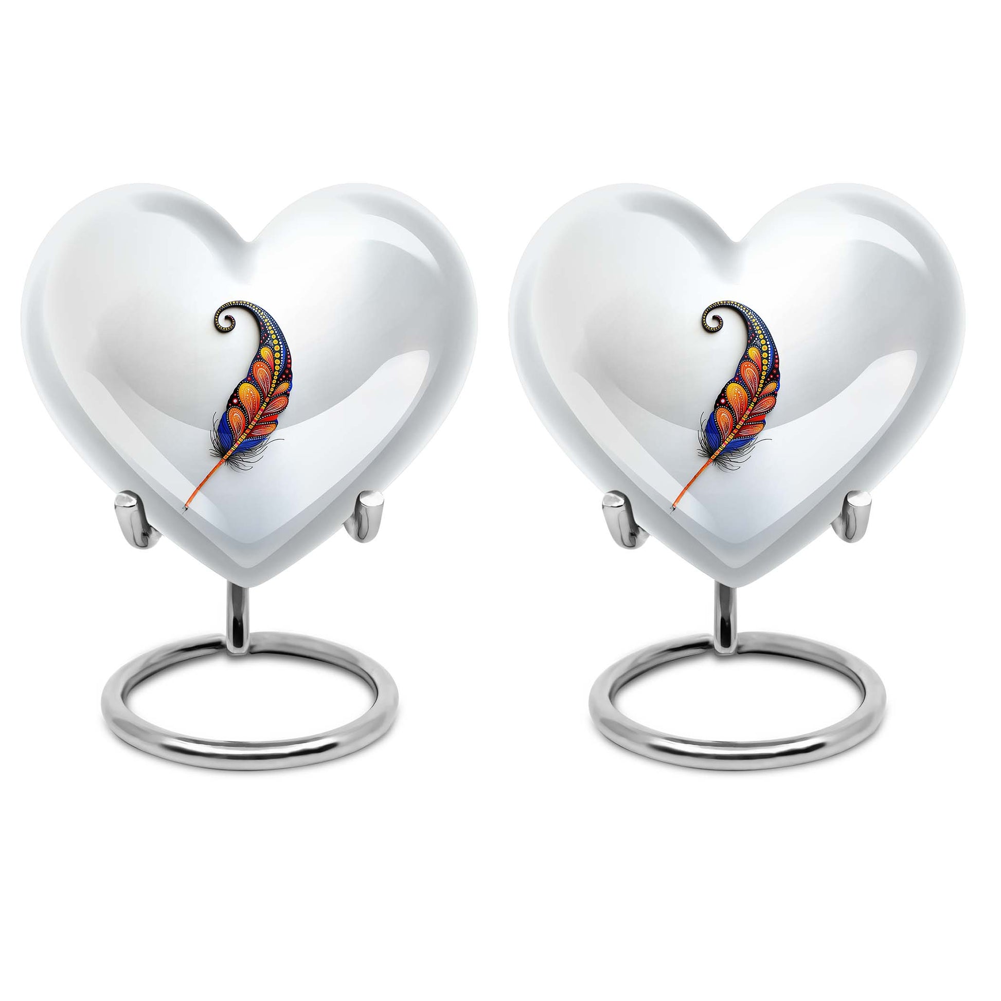 White Feather Urn For Human Ashes - Urn For Female