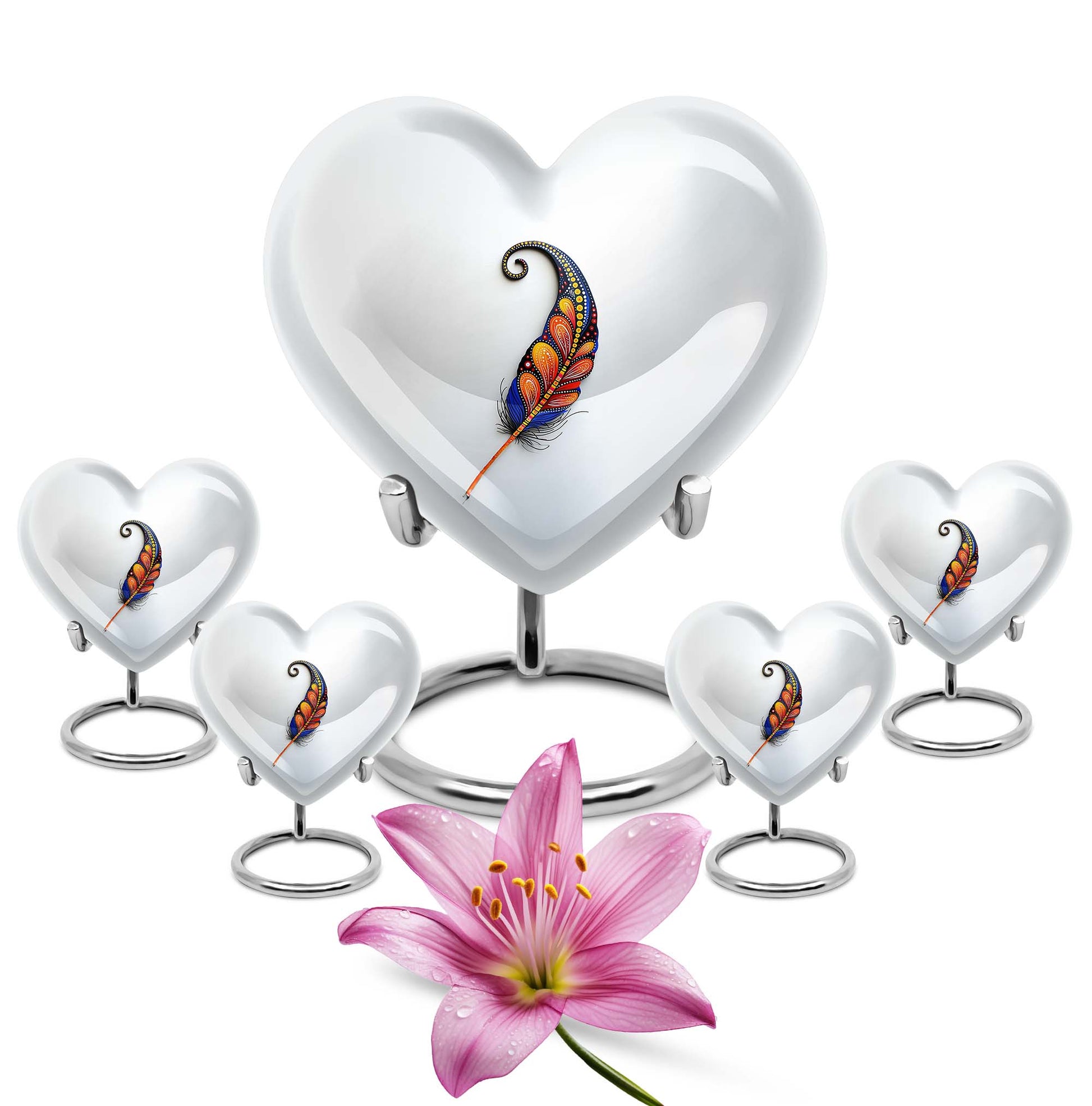 White Feather Urn For Human Ashes - Urn For Female