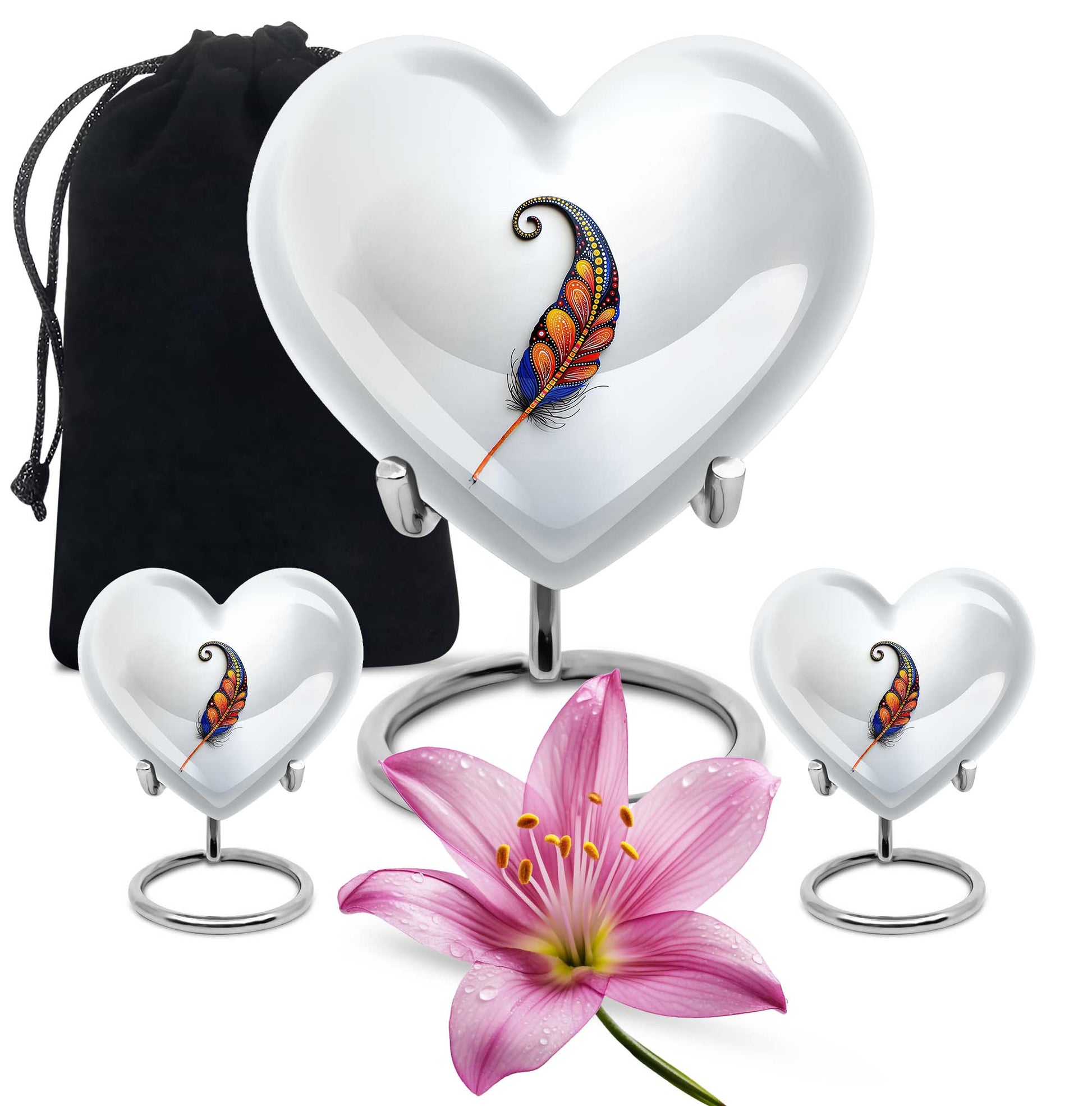 White Feather Urn For Human Ashes - Urn For Female