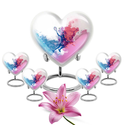 heart designed tennis urn